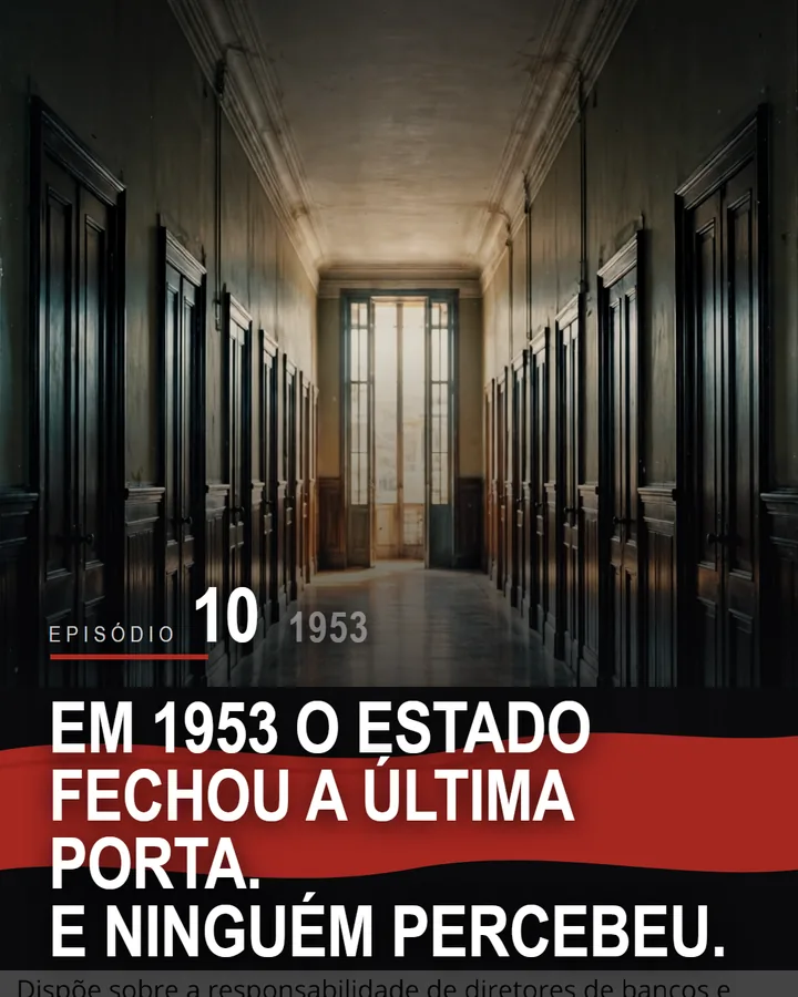 Capa do episódio 10 da série do Banco de Crédito Móvel: Em 1953 o Estado fechou a última porta. E ninguém percebeu.